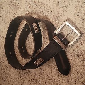 HANDCRAFTED Leather Belt with Silver Rectangle Studs  36"  x 1.5"